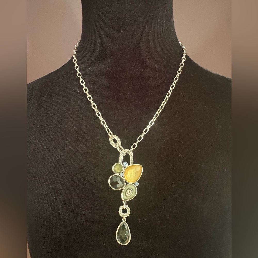 Lia Sophia Silver Necklace with Gold and Black Accents